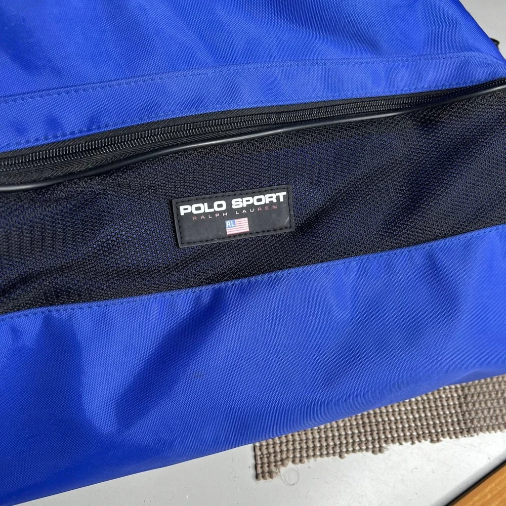 Polo Sport Ralph Lauren Duffle Bag Blue Black Vintage Gym Travel Luggage 20 inch